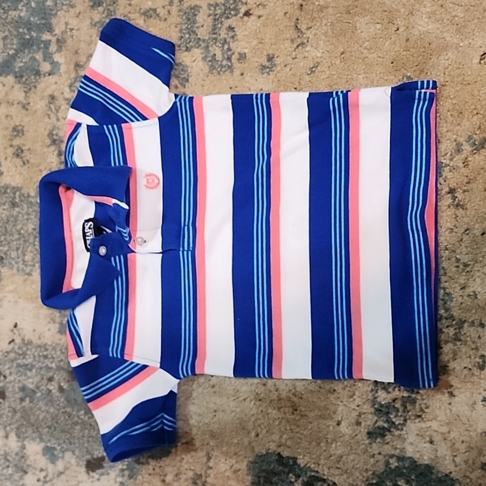 Boy's shirt chaps size 5 blue white and peach